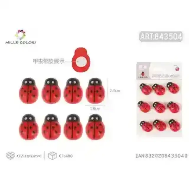 Cocinella adesiva 1.8x2.4 cm 9 pz – rosso – articolo 843504