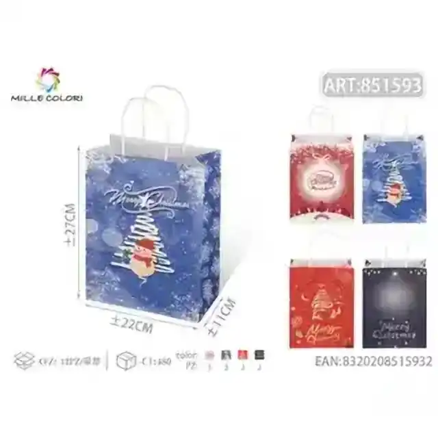 Busta di carta kraft natalizio 22 × 27 × 11 cm misto – articolo 851593