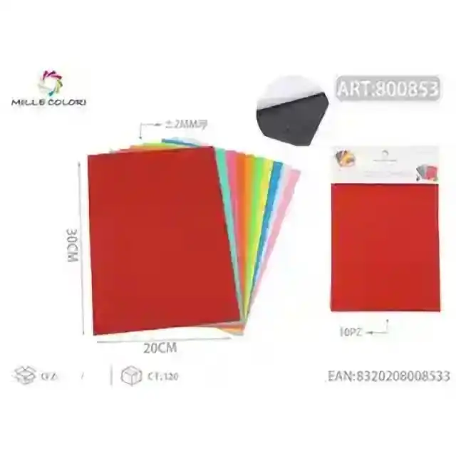 Feltro EVA A4 con adesivo colori misti 2 mm 10 pz – articolo 800853