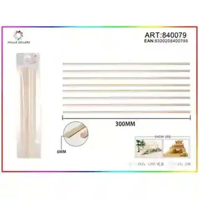 Bastoncini in legno 8 pz 6 × 300 mm – naturale – articolo 840079