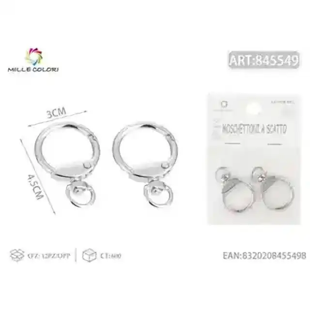 Moschettoni a scatto 4.5 × 3.0 cm 2 pz argento – articolo 845549