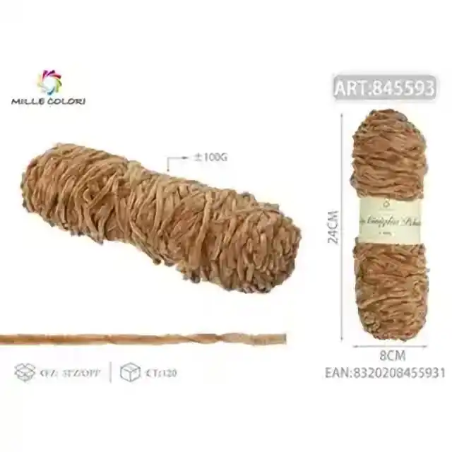 Filato ciniglia peluche marrone chiaro 100 g – articolo 845594