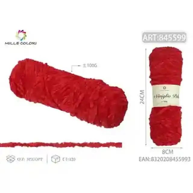 Filato ciniglia peluche rosso 100 g – articolo 845599