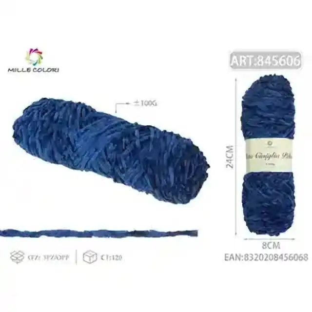 Filato ciniglia peluche blu 100 g – articolo 845606