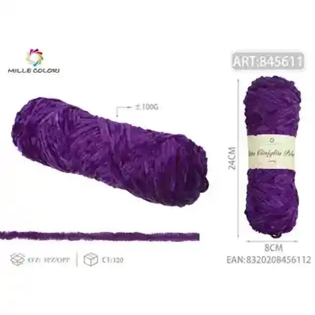 Filato ciniglia peluche viola 100 g – articolo 845611